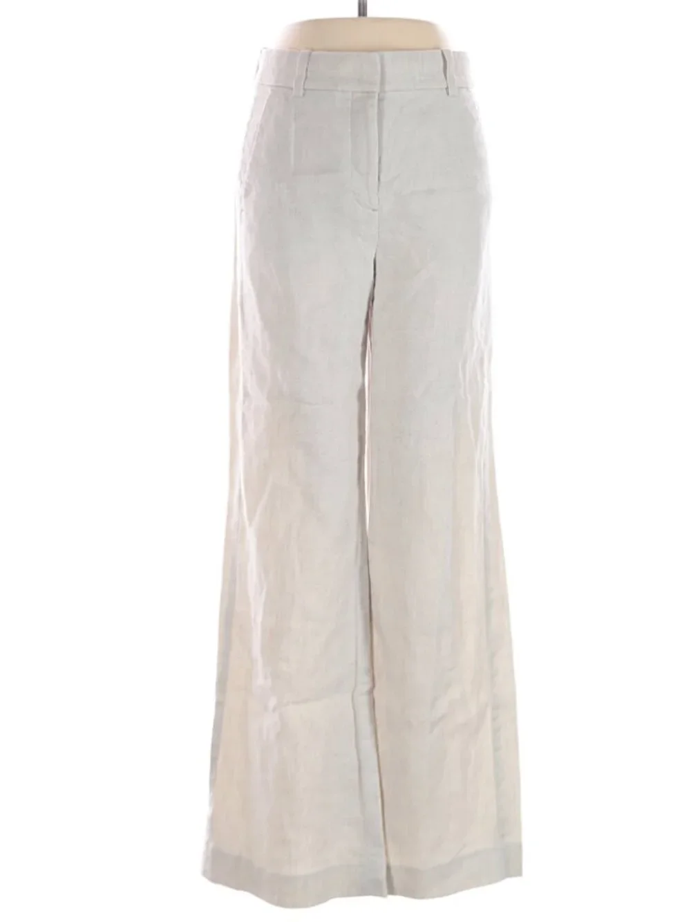 J. Crew Ivory Linen Wide-Leg Pants
